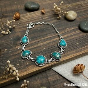Turquoise Solid Sterling Silver Bracelet